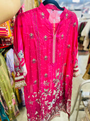 Pink Floral Indian Pakistani Salwar Kameez with Dupatta