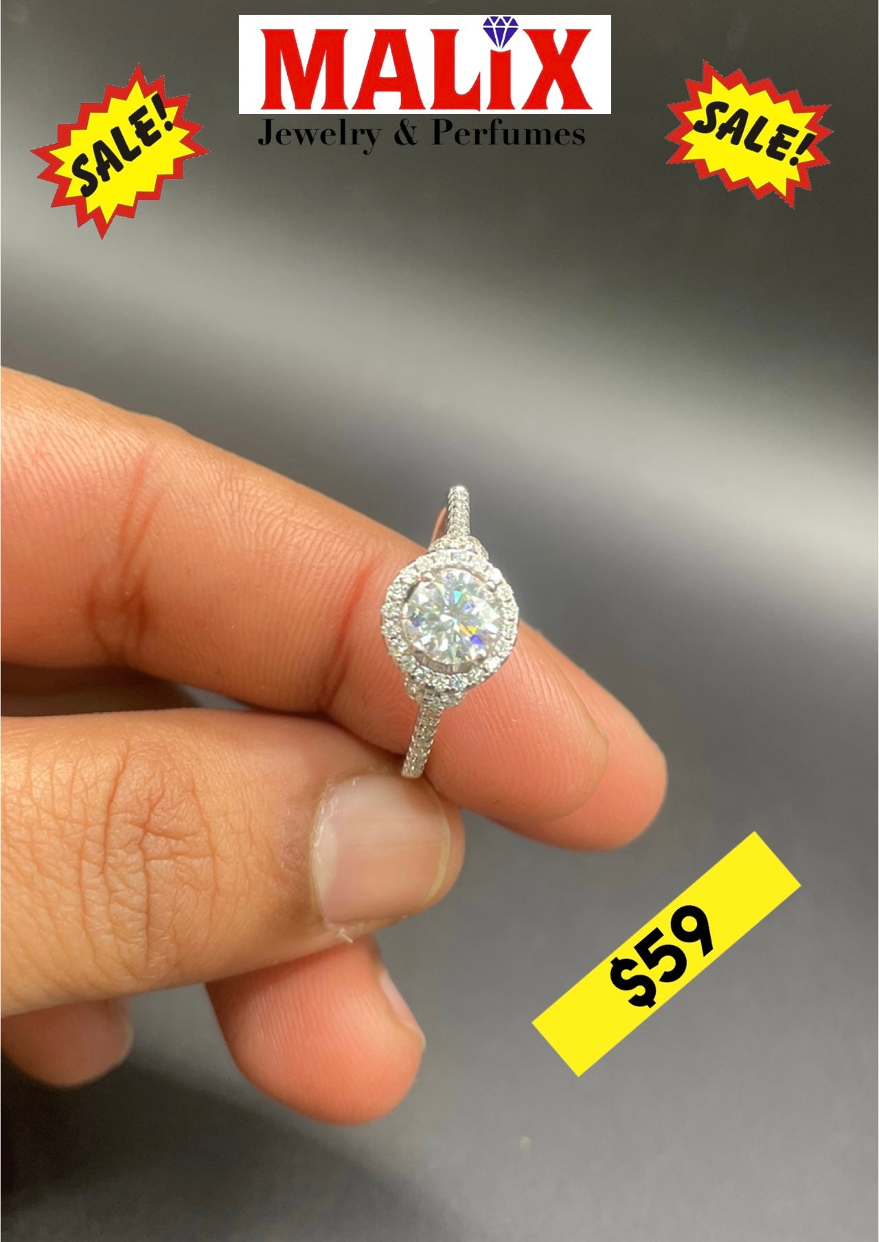 925 silver solitaire Moissanite ring