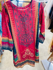 Pink Color Lawn Indian Pakistani Salwar Kameez with Dupatta.