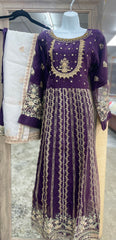 Dashing Dark Purple Color Women’s 3 pc Designer Dress