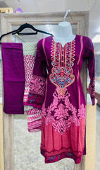 Dashing Dark Purple Women’s 3 PC DailyWear Dress salwar khameez