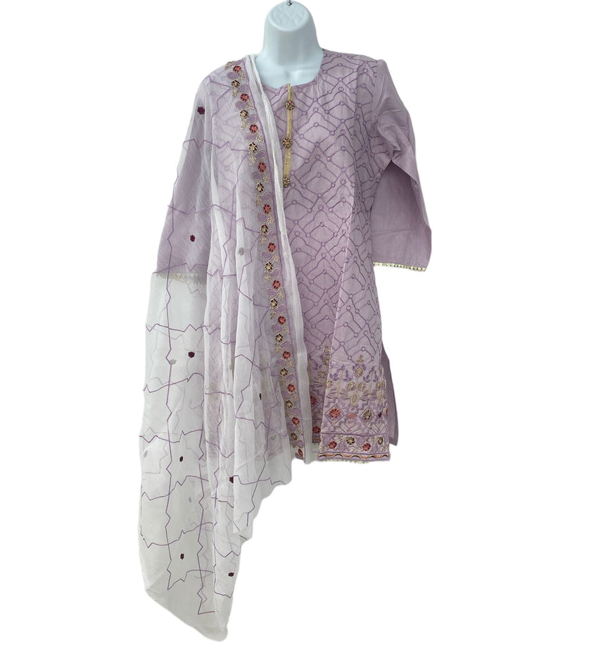 Lavender Color Dailywear Kurti Dress With Dupatta