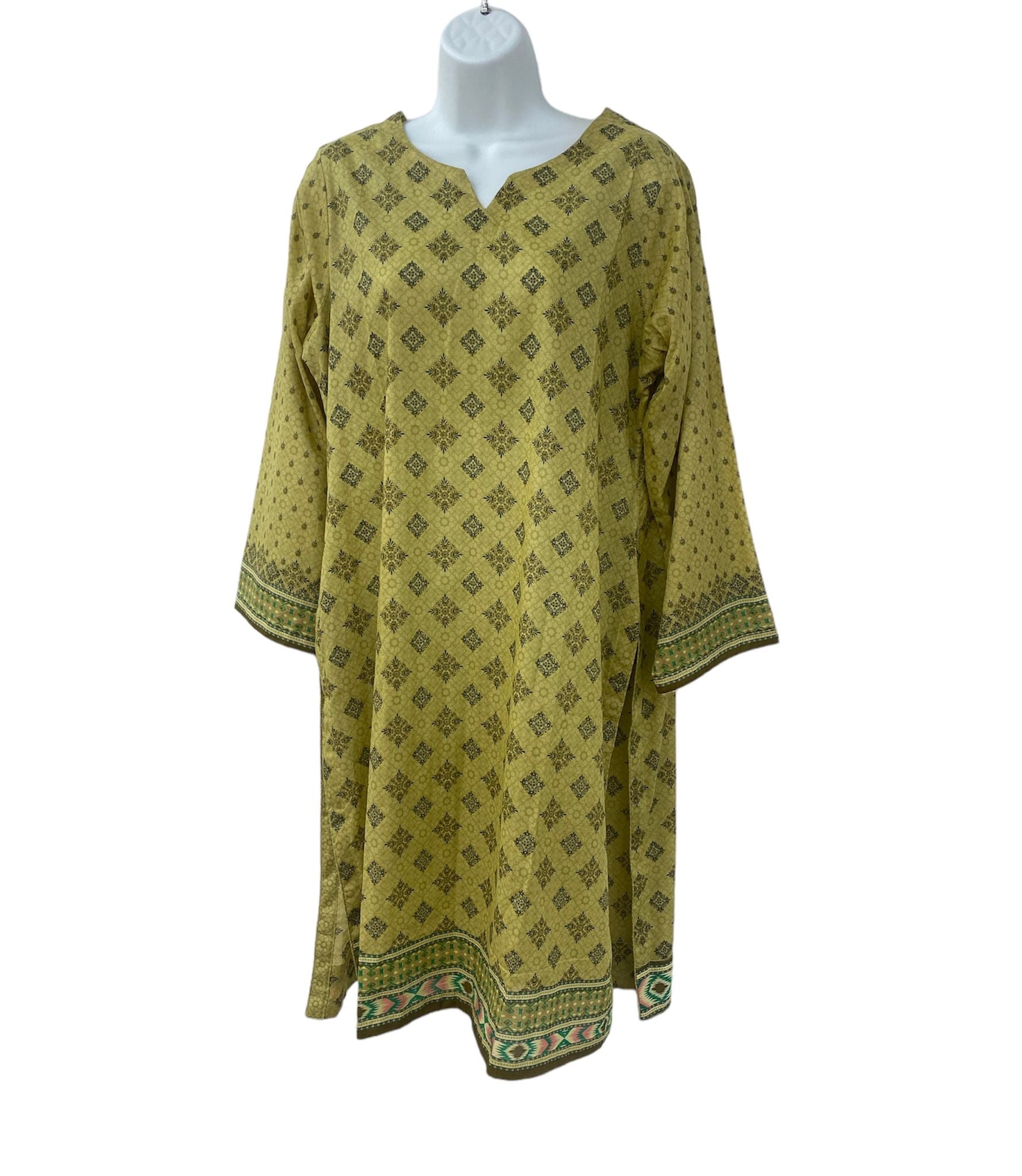 Olive green dailywear dress with dupatta