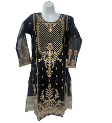 Black Color Organza Kurti Dress With Designer Dupatta