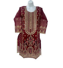 Maroon Color Dailywear Kurti Dress With Designer Dupatta