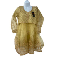 Golden color organza dailywear dress with designer dupatta