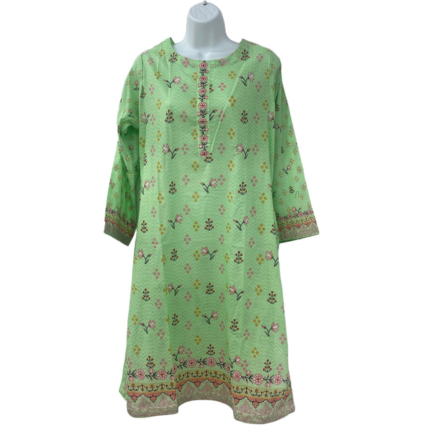 Light Green Dailywear Kurti Dress With Dupatta