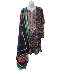 Black Color Floral Print Dailywear Kurti Dress with Dupatta.