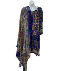 Blue Color Dailywear Kurti Dress With Dupatta.