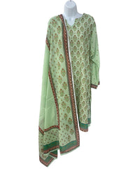 Light Green Color Dailywear Kurti Dress With Dupatta