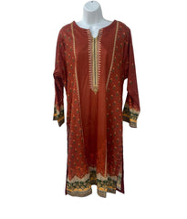 Brown Color Dailywear Kurti Dress With Dupatta.
