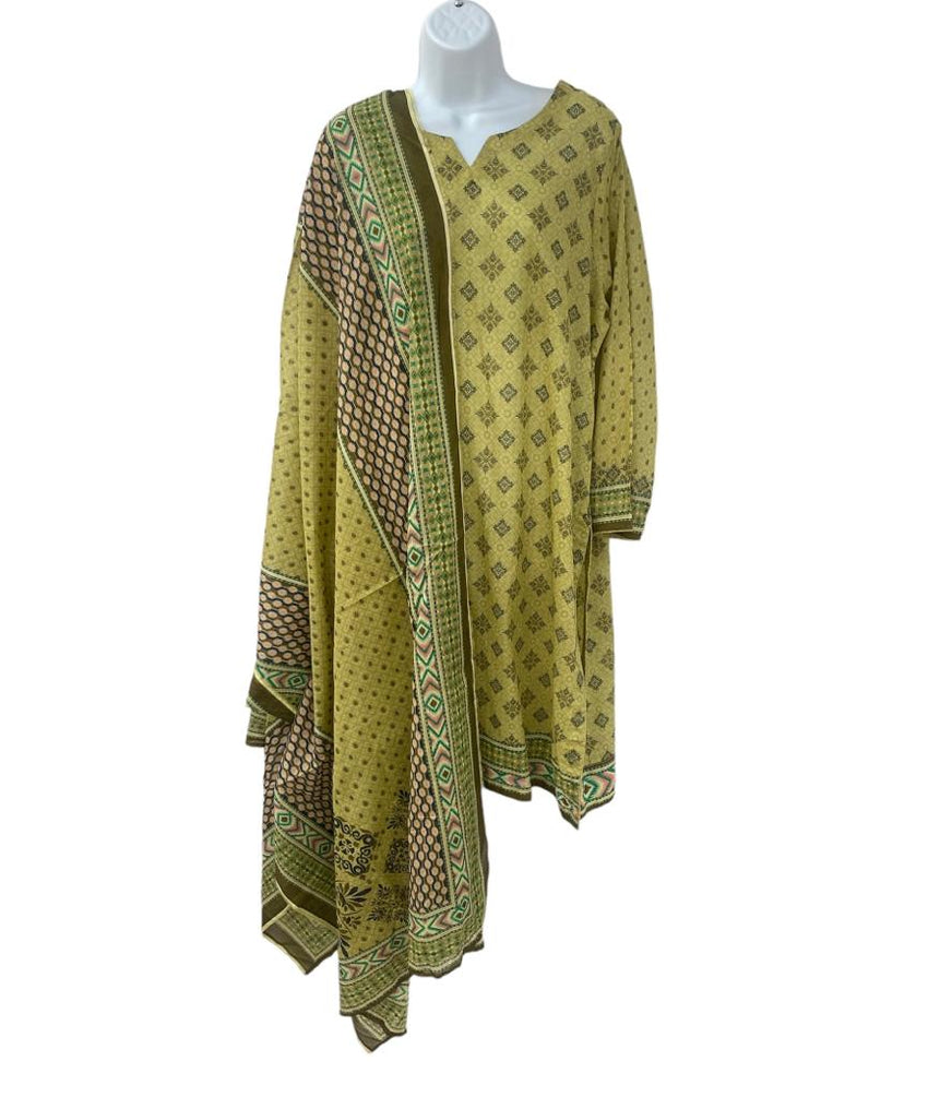 Olive green color dailywear dress with dupatta