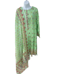 Light Green Dailywear Kurti Dress With Dupatta.