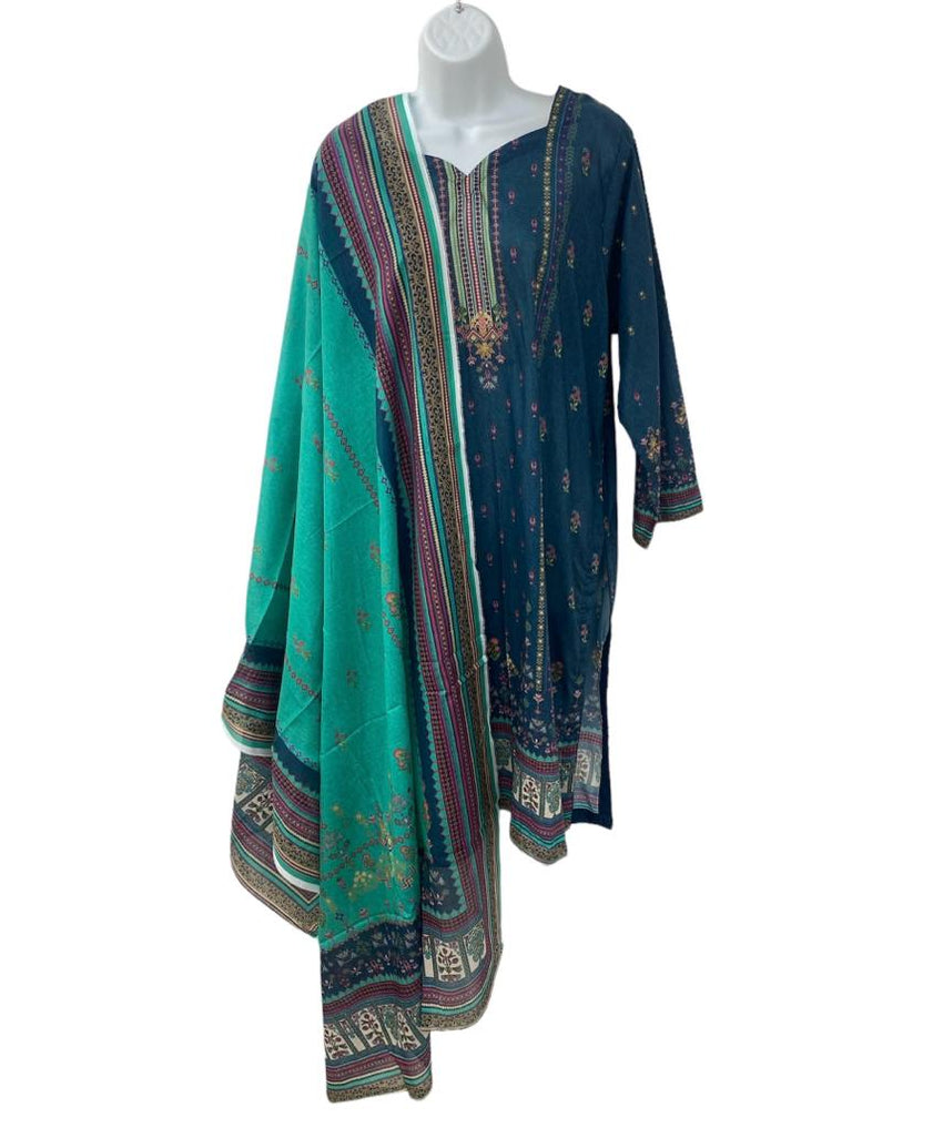 Blue Color Dailywear Kurti Dress With Dupatta.