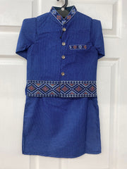 Blue Color Boys Kids Salwar Kameez with Waistcoat.