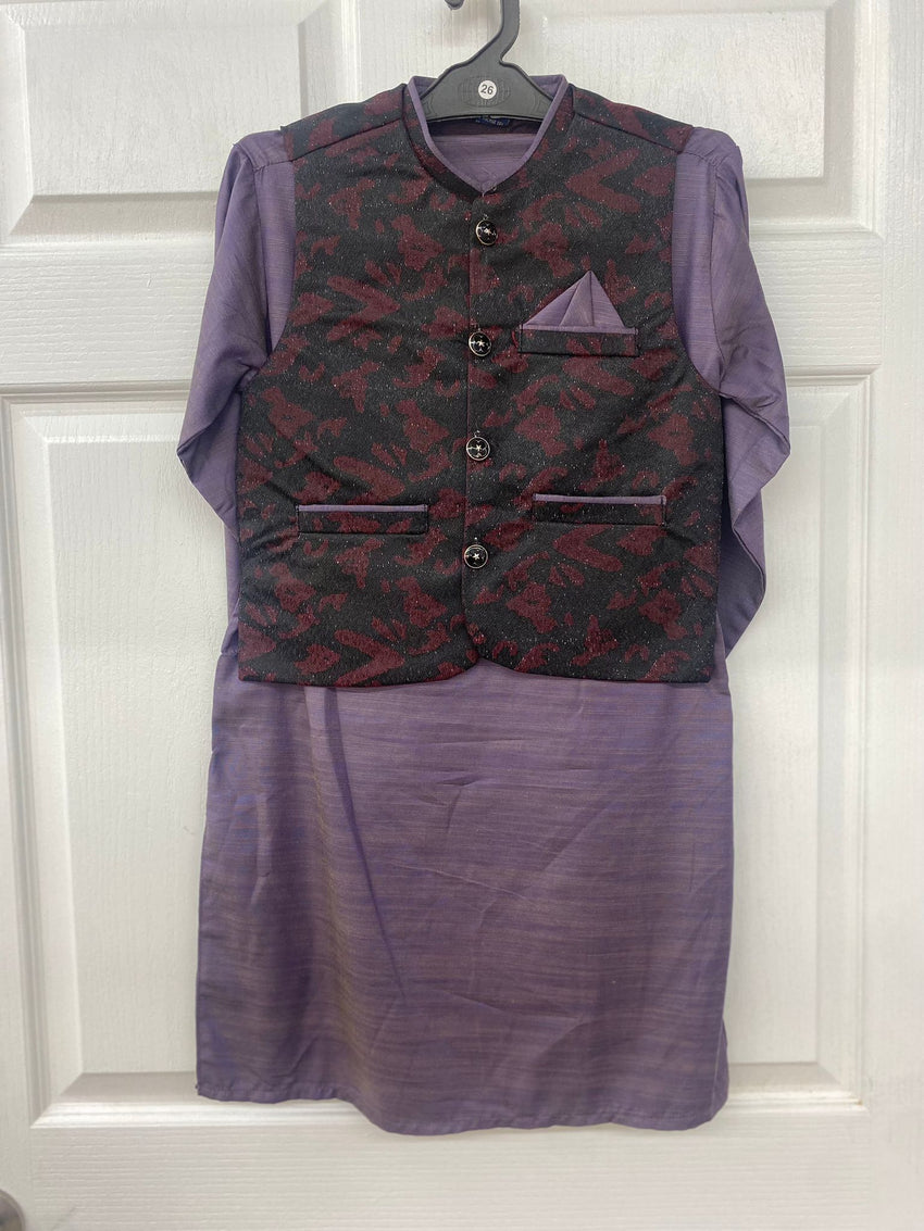 Violet color salwaar kameez with waist coat