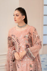 Salmon Pink Chiffon Embroidery Salwar Kameez Suit Set