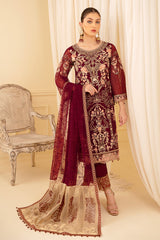 Maroon Pakistani Salwaar Kameez With Heavy Designer Embroidery Work