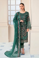 Green Color Chiffon Embroidery Salwar Kameez Suit Set