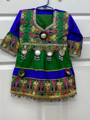 Green and blue afgani designer dresses for girls