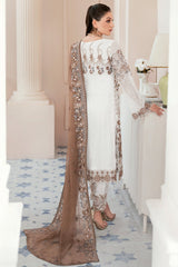 White Color Chiffon Embroidery Salwar Kameez Suit Set