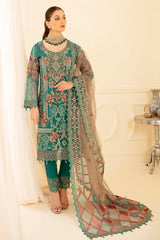 Green Pakistani Salwaar Kameez Ready To Wear Designer Straight Suit Embroidered Organza