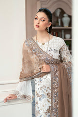 White Color Chiffon Embroidery Salwar Kameez Suit Set