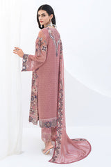 Mauve Pink Chiffon Embroidery Sequence Salwar Kameez Suit Set