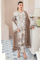 White Color Chiffon Embroidery Salwar Kameez Suit Set