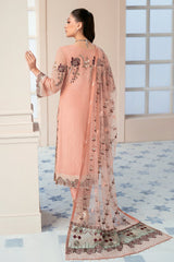 Salmon Pink Chiffon Embroidery Salwar Kameez Suit Set