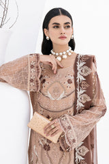 Light Brown Chiffon Embroidery Salwar Kameez Suit Set