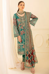 Green Pakistani Salwaar Kameez Ready To Wear Designer Straight Suit Embroidered Organza