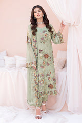 Mint Green Chiffon Embroidery Salwar Kameez Suit Set