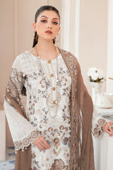 White Color Chiffon Embroidery Salwar Kameez Suit Set