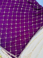 Beige Color Designer Long Gown  With Purple Color Dupatta