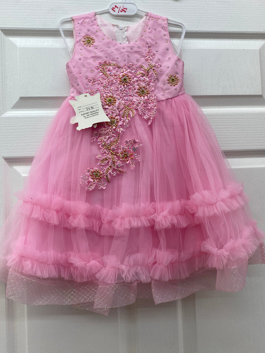 Baby pink color designer frock for girls