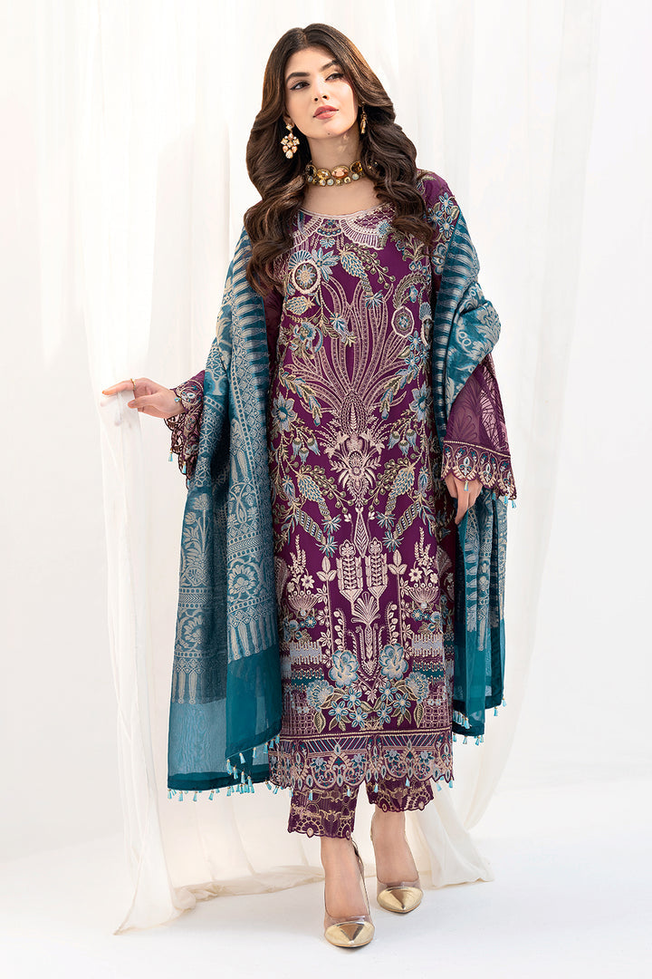 Purple Color Chiffon Embroidery Salwar Kameez Suit Set