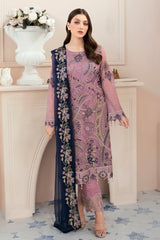 Mauve Pink Chiffon Embroidery Salwar Kameez Suit Set